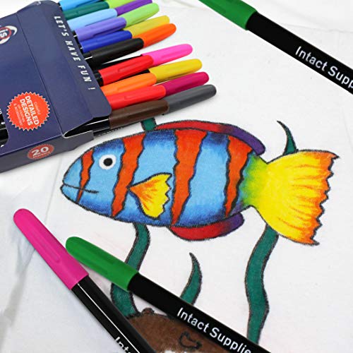 Fabric Marker | Permanent | Multiple Colors| Fade Resistant | Pack of 20 | Non-Toxic | Deep Colors | Excellent Quality | for All Fabrics |Non-transferable |Fine Bullet tip | Child Safe | Fast Drying