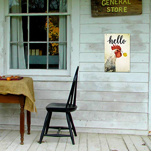 Agantree Art Hello Farm House Chicken Fowl Garden Yard Metal Sign Outdoor Decorative Metal Plaque 12 x 8 Inch - Thumbnail 3