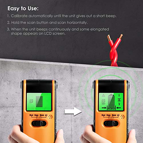 Owlike Stud Finder Sensor Wall Scanner - 4 Modes Multi Function Electronic Stud Sensor Finders Wall Detector Center Finding with Digital LCD Display for Wood AC Wire Metal Studs Detection