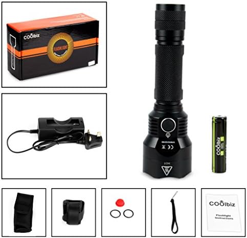LED Tactical Flashlight, TOMIN 800 lumens Cree XM-L U2 100,000 hours Lifespan Highlight Long Shot Anti dropping Torch with 18650 2600mA Battery and Single Smart Charger