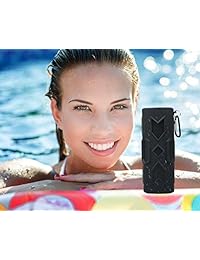 Altavoz Bluetooth resistente al agua con batería de 1800 mAh, función Micrófono NFC, para uso al aire libre, playa, ducha, viaje, escalada, camping, senderismo, 12 meses de garantía Negro