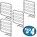 mDesign Versatile Metal Wire Closet Shelf Divider and Separator for Storage and Organization in Bedroom, Bathroom, Kitchen and Office Shelves - Easy Install - 4 Pack - Black