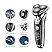 Hatteker Mens Electric Shaver Razor Beard Trimmer Rotary Shaver Cordless Sideburn Trimmer Wet/Dry 2 in 1 USB Rechargeable Waterproof Classic Black