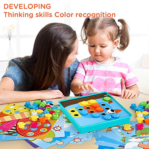image for LUKAT Baby Color Button Art Toys for Toddler, DIY Educational Learning