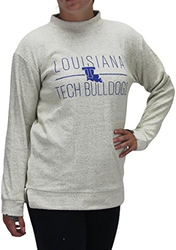 Pressbox Women' s Louisiana Tech LT Bulldogs Oatmeal Comfy Terry Sweatshirt Shirt