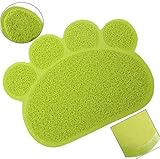 Cat Litter Trapping Mats. For Cat Litter Boxes (Paw Print - Lime)