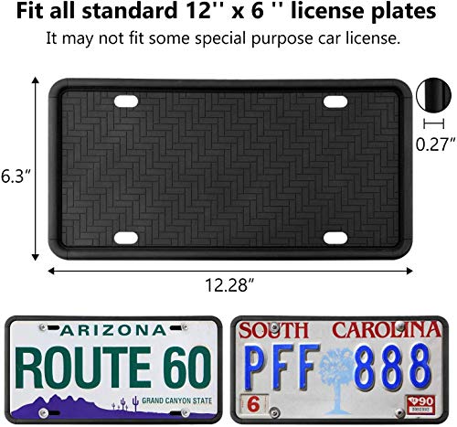 Synrroe Silicone License Plate Frame Rust-Proof. Rattle-Proof. Weather-Proof. - Black