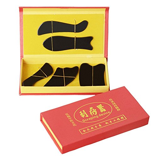 EQLEF® Natural Water Buffalo Horn Scraping Massage Tool Board (five pcs set - black) - Image 2