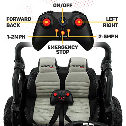 2019 Two (2) Seater Ride On Kids Truck w/ Remote Control | Large 12V Power Battery Licensed Kid Car to Drive with 3 Speeds, Leather Seat, Foam Rubber Tires - Orange - Thumbnail 4