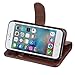 Iphone SE Case, iphone 5s case, Arae [Wrist Strap] Flip Folio [Kickstand Feature] PU leather wallet case with ID&Credit Card Pockets For Apple iphone SE/5s/5 (Brown)