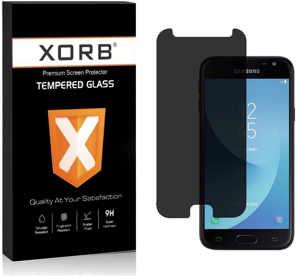 XORB Premium Full Glue Anti Spy Privacy Tempered Glass Screen Protector for J7 prime