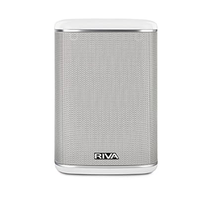 RIVA ARENA Smart Speaker Compact Wireless for Multi-Room music streaming and voice control works with Google Assistant (White)