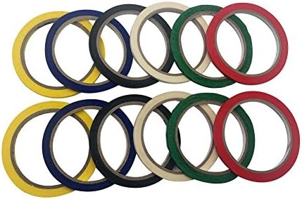 YUANXIA 12 Pieces 3 mm Width Chart Tape Whiteboard Gridding Tape Grid Marking Tapes Self Adhesive Graphic Tapes Artist Tape, 6 Colors (12pcs)