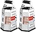 Utopia Kitchen Cheese Grater - 2 Pack - Vegetable Slicer - Stainless Steel - 6-Sides - 9.5 Inches Height - Rubber Handle - Non Slip Rubber Bottom