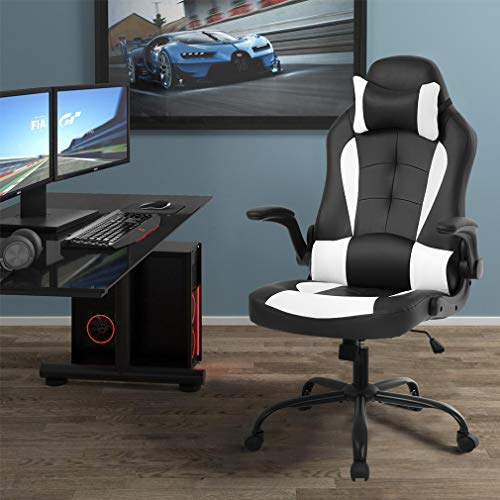 OffiClever Racing Style Office High Back Desk Executive PU Leather Rolling Task Swivel Computer with Lumbar Support… - Image 2