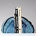 JIC Gem Agate Bookends Dyed Blue Book Ends for Heavy Books Geode Bookends for Bookshelf Decor Cute Stone Bookends with Rubber Bumpers for Office Décor and Home Decoration(1 Pair,6 to 8 Lbs)