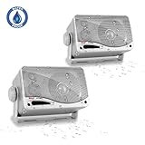 3-Way Waterproof Marine Box Speakers  - 3.5" 200 Watt Dual Indoor Outdoor Speaker System - Weatherproof/Waterproof Outdoor Speaker - Home, Boat, Pool, Patio Indoor Outdoor Use - Pyle PLMR24S (Silver)