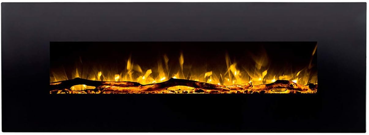 Elite Flame Nile 72" Log Electric Wall Mounted Fireplace with 3 Heat Settings