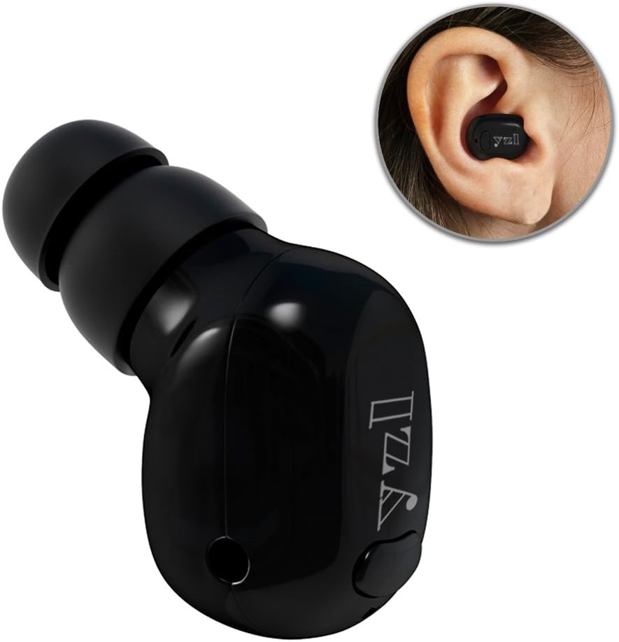 Mini Wireless Bluetooth Headset with Microphone for iPhone 7/7 Plus / 6 / 6S / 5 / 5S / SE, Galaxy S7 S6 S5 S4 Note 6 5, Huawei P9, Xiaomi and other Smartphones (Black)
