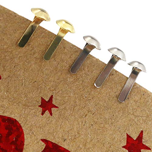 Yexpress 600 Pieces 4.5 x 8mm Gold & Silver Mini Brads Round Paper Fasteners Brass Pastel Metal Brads for Scrapbooking Crafts DIY Paper