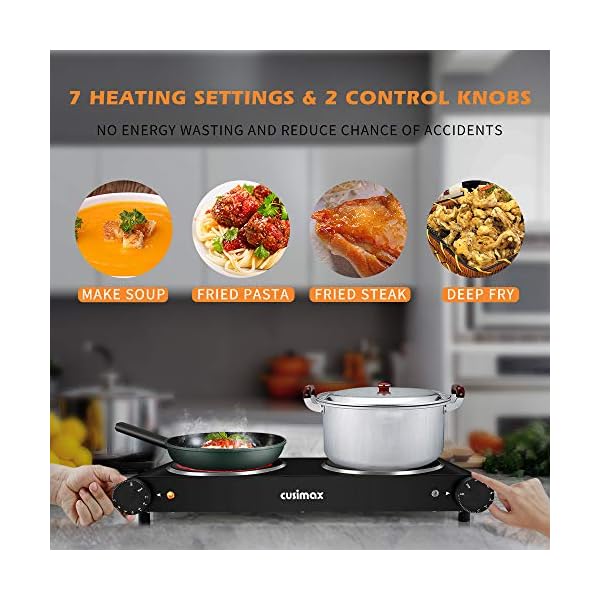 CUSIMAX 1800W Ceramic Hot Plate, Portable Infrared Burner, 7 Inch Glass