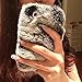 For iPhone 5s Case, Gotd Luxury Crystal Bling Fluffy Villi Fur Plush Wool Design Protective Case Cover for iPhone 5 & iPhone 5S / with Free Pen and Screen Protector (Gray)
