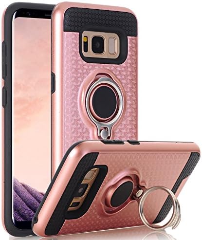 Galaxy S8 Plus Case, WALAGO Galaxy S8 Plus Case With Ring Holder Kickstand Armor Dual Layer Heavy Duty Protection Compatible with Magnetic Car Mount Cover for Samsung Galaxy S8 Plus [Rose Gold]