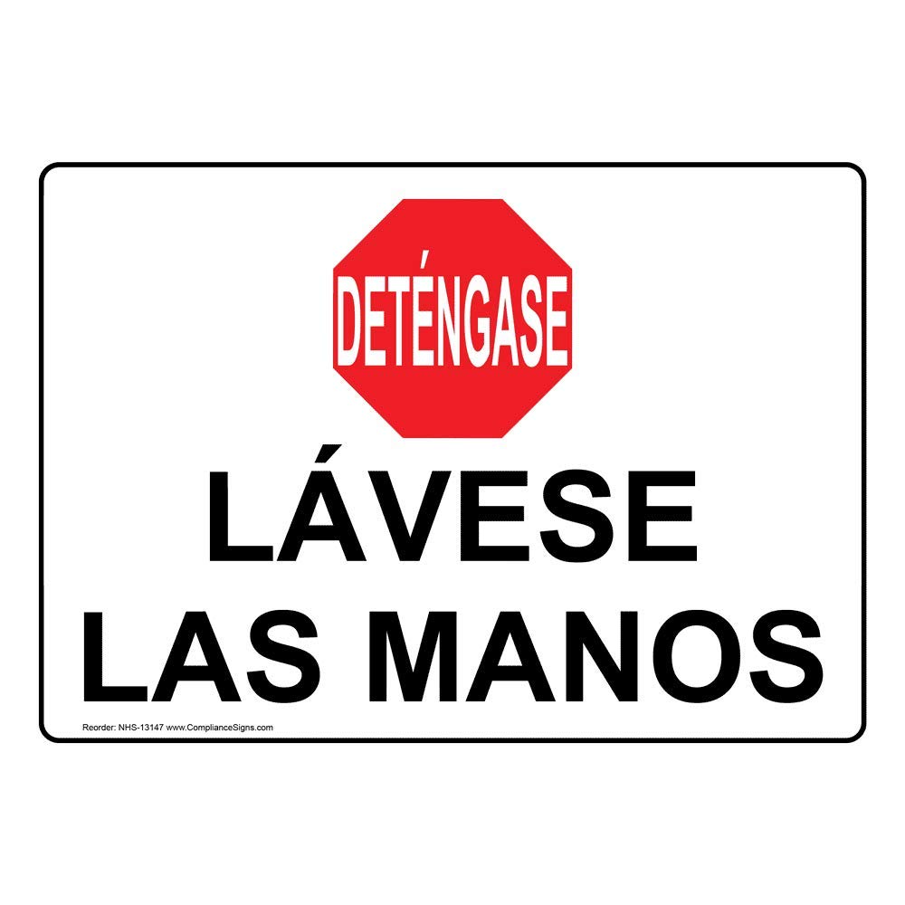 Amazon Wash Your Hands Spanish Sign 10x7 In Plastic For