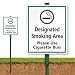 SmartSign&nbsp;"Designated Smoking Area, Please Use Cigarette Bins LawnBoss Sign | 10" x 12" Aluminum Sign with 3' Stake
