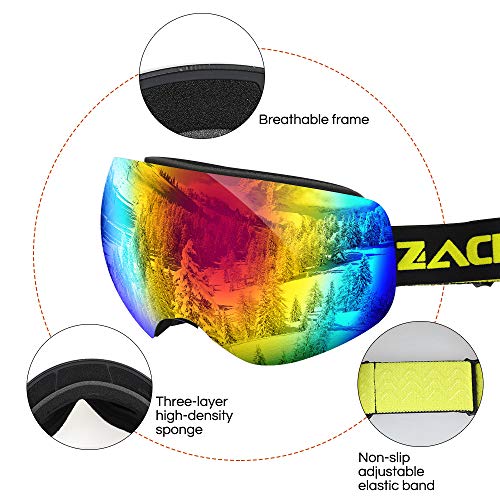 image for Zacro Ski Goggles -Large Spherical Framless Snowboard Goggles for Men 