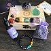 Tesh Care chakra crystals 15 pc abundance set, 3 healing crystals ,7 chakra stones abundance oil chakra essential oil bracelet tiger's eye pendulum selenite plate lavender sachet beautiful wooden box