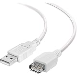 Cmple - High Speed USB to USB Extension Cable - Flexible Extender Cord - A Male to A Female Adapter Cable - USB 2.0 Extension Cable - 15 Feet White