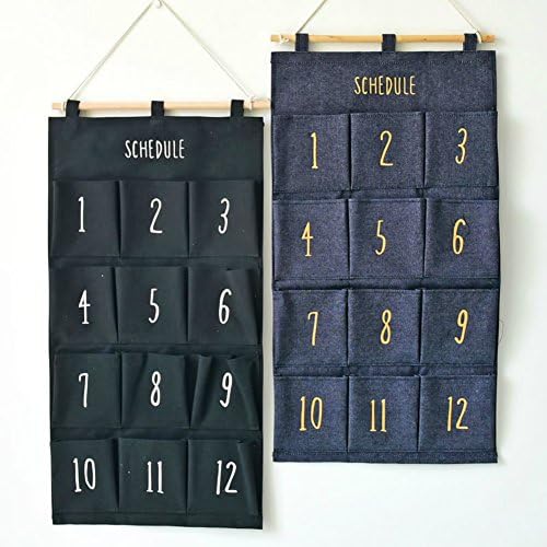Home Décor Over the Door Hanging Storage Bag Pockets, Wall Mounted Jewelry Organizers, Office Organizers Holders Wall Decoration (Denim)