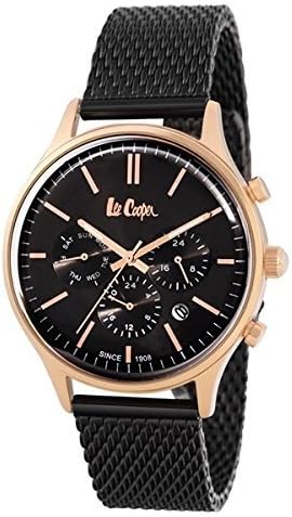 Amazon リークーパー Lee Cooper ロンドン発 ジーンズブランド メンズ デュアルタイム ローズゴールド ブラック メッシュブレス Lc6294 450 腕時計 並行輸入品 メンズ腕時計 腕時計 通販