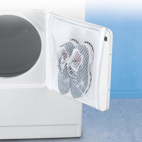 Smart Design Sneaker Dryer & Wash Bag w/ Elastic Straps - Durable Fabric - for Shoes, Clothing, & Laundry - Home Organization (15.5 x 15.5 Inch) [White] - Thumbnail 3
