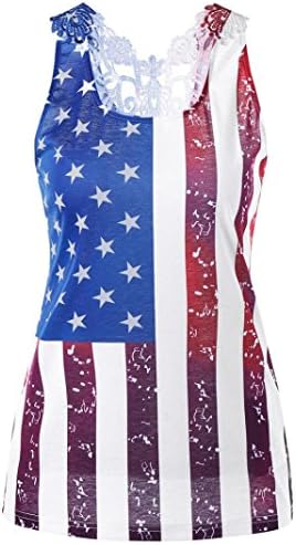 Limsea Women Blouse, Lace Sleeveless American Flag Tank Tops Blouse T Shirt