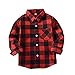 Happy GoGo Kid Girl Boy Long Sleeve Button Down Plaid Flannel Shirt (Red-Black, 2T)