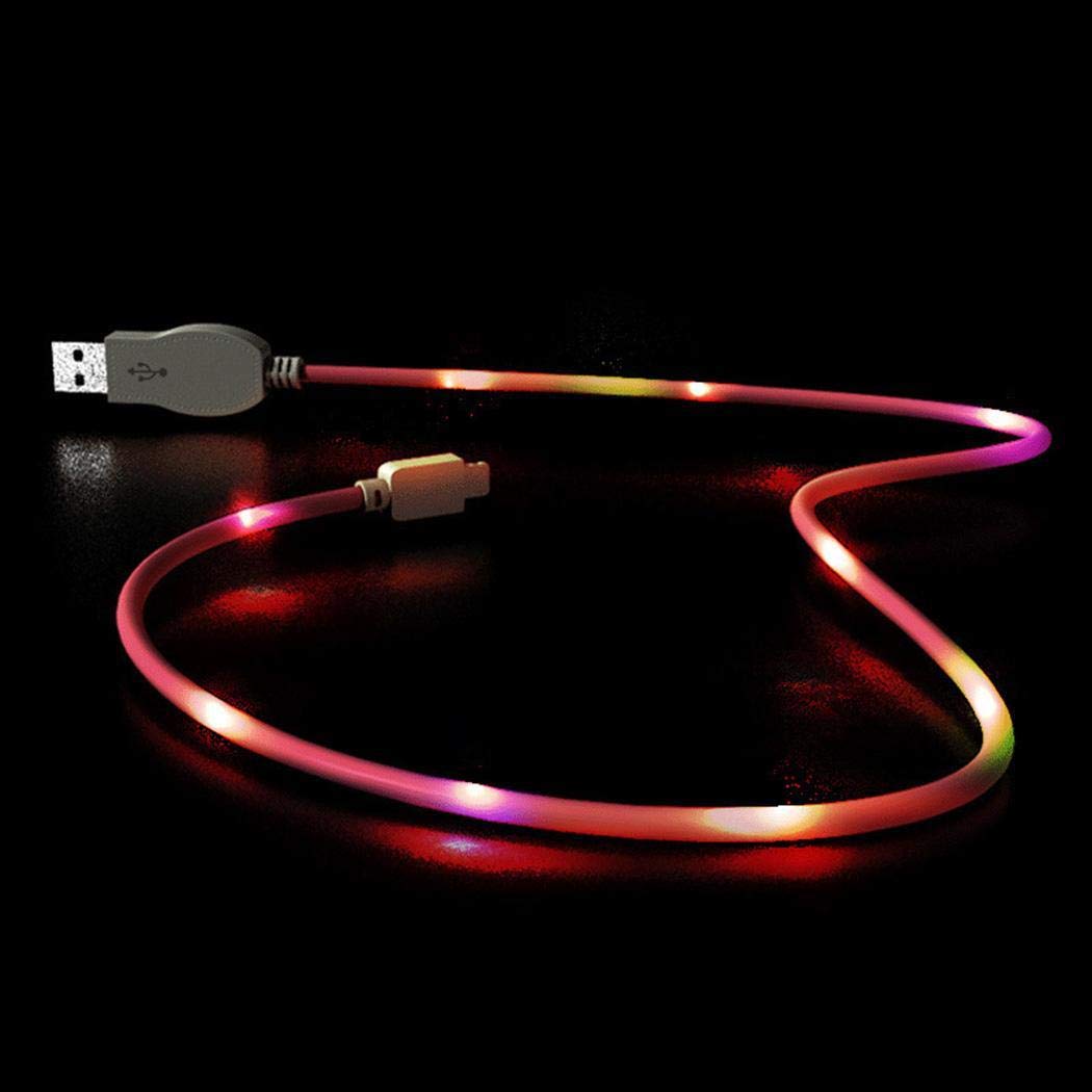 Minlop Rhythm Data Line Intelligent Voice Control Fast Charge Visible Flashing Lighting USB Cable 3.3ft LED Charger Charging Cord - Type C, Android