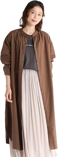 Amazon ワンピース ガウンワンピ レディース ロング 長袖 チェック 無地 カジュアル 秋 Honeys ハニーズ スタンドカラーワンピース ワンピース チュニック 通販