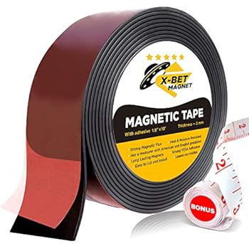 Flexible Magnetic Tape - Wide 1.5 Inch x 10 Feet Magnetic Strip with Strong Self Adhesive - Premium Magnetic Roll for DIY and Craft Projects - Sticky Magnets for Refrigerator and Dry Erase Board
