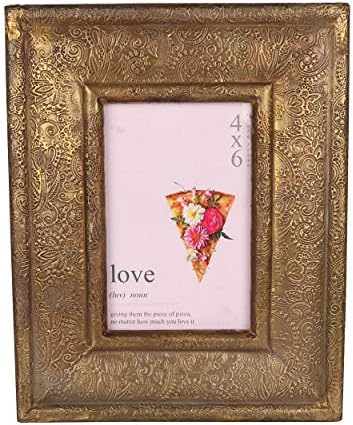 Pastel Country Brass Finish Photo Frame Photo Frame for Handicraft Decorations and Room Decor - Wall Hanging Frame