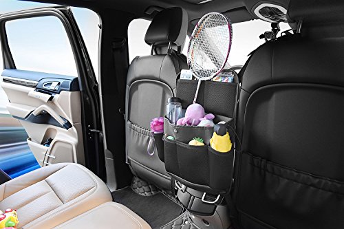 TOCGAMT Car Seat Organizer, Car Organizer Back Seat PU Leather Backseat Organizer Double-Side Between Seats for Kids -1Pack