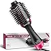 Hair Dryer Brush - One Step Electric Hot Air Brush - Multifunctional Negative Ions Hair Blow Dryer Straightener Brush with Smooth Frizz and Ionic Technology(Pink)