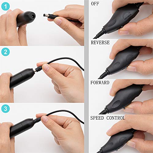 Professional Nail Drill Machine 25000RPM Electric Nail File Portable Manicure set with 12 Nail Drill Bit and Sanding Bands for Acrylic Gel Nails