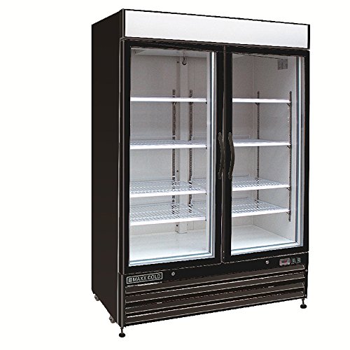 Maxx Cold MXM2-48RBX Two 2 Glass Door Upright Merchandiser Refrigerator Cooler in BLACK - 48cf - REFURBISHED - Thumbnail 4