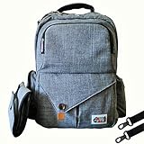 Large Stylish Grey Baby Diaper Bag Backpack, Multi-Function Travel Backpack, with Changing Pad, Stroller Straps & Hooks Lots of Pockets with Insulated Pocket for Bottles