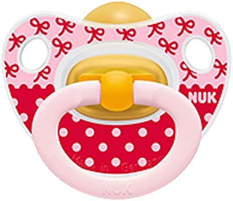 NUK Baby Pacifier 0-6 M Latex Girl Red Pink Dots Soother Newborn 4255-10