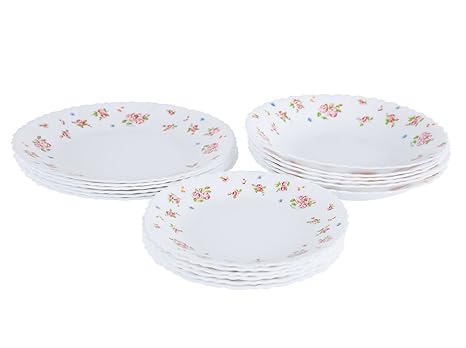 Dajar Tafelservice Candice 18-TLG. ARCOPAL, Glas, Weiß; Rot 31,3 x 16,1 x 29,7 cm, Einheiten