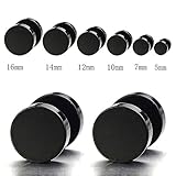 Size 10MM-16MM Black Screw Stud Earrings for Men Women Steel Cheater Fake Ear Plugs Gauges Illusion Tunnel(14)