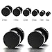 14mm LARGE Black Screw Stud Earrings for Men Women Steel Cheater Fake Ear Plugs Gauge Illusion Tunnel